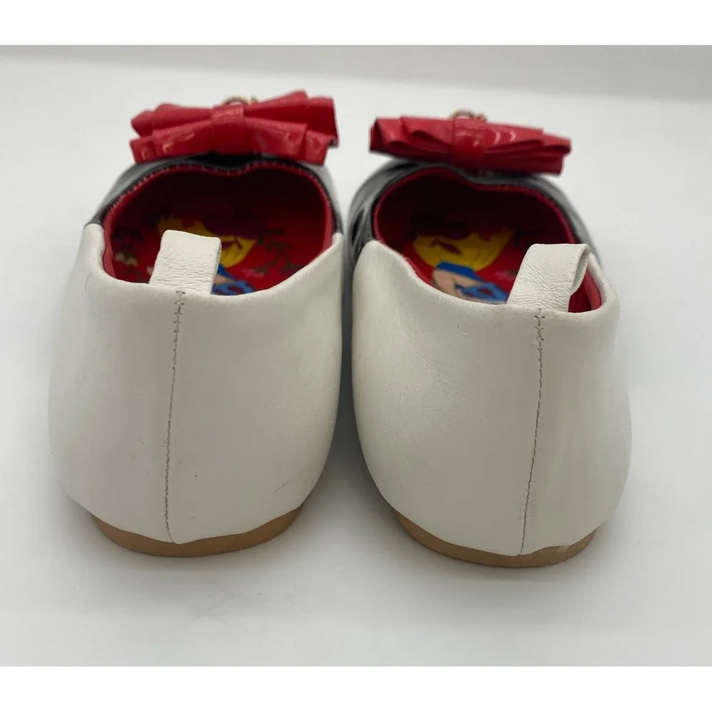 Disney Snow White Ballet Flats Black White Red Bow Apple Charm Girls‎ Size 1